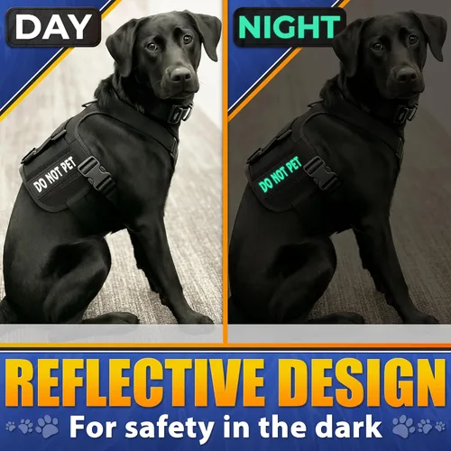 Vista 7 de 6 parches para perros de servicio de gran tamaño, 6.2 x 1.9 pulgadas, fluorescentes, parches de no mascotas, juego de parches para perros