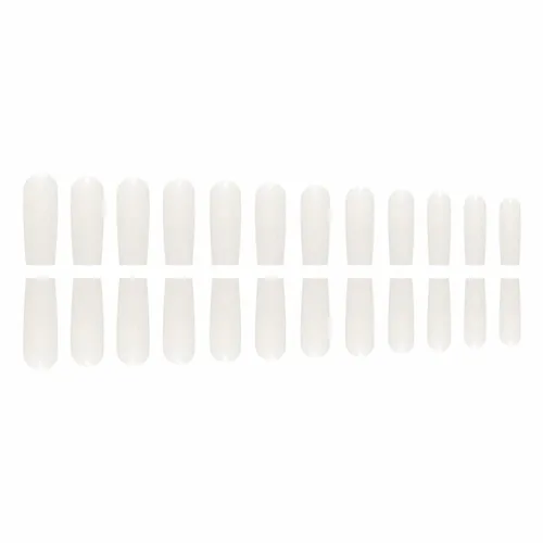Vista 4 de MISUD Uñas Postizas - Uñas Cuadradas Largas con Pegamento en Blanco, Diseño de Color Sólido Acrílico 24 piezas