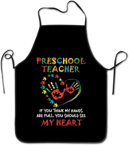 Delantal de chef preescolar para profesor con texto en inglés "If You Think My Hands Are Full Delantales personalizados para cocinar, restaurante,