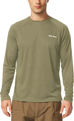 Vista 7 de BALEAF - Camisas de manga larga para hombre, ligeras, protección solar UPF 50+, SPF, camisetas para ir de pesca, senderismo, correr