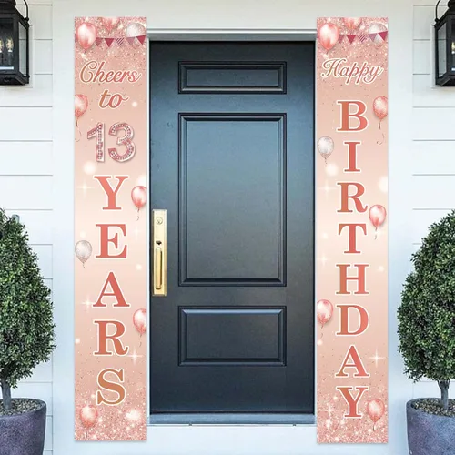 Vista 28 de Cartel de oro rosa con texto en inglés "Feliz cumpleaños" con texto en inglés "Cheers to 10 años", globos de confeti para decoración temática