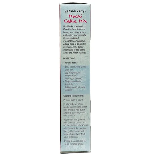 Vista 2 de Trader Joe's Mochi Cake Mix – Pastel inspirado en Hawái con textura masticable Mochi – 15 onzas