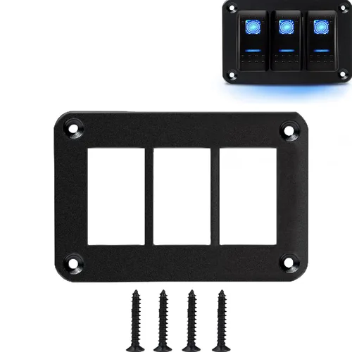 Vista 10 de MIIGII Panel de interruptores, Interruptor basculante de 1 banda con carcasa de aluminio para coche, camión, barco, vehículo recreativo, Panel