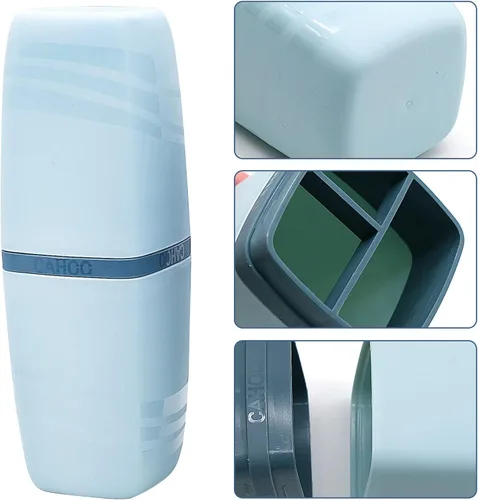 Vista 3 de 2 fundas para cepillos de dientes de viaje, soporte multifuncional portátil para cepillos de dientes, pasta de dientes, taza de lavado