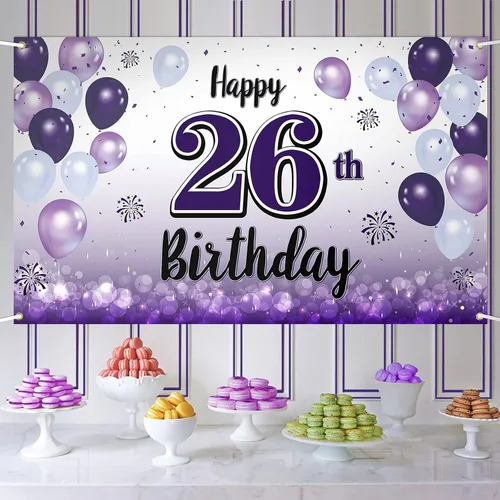 Vista 39 de Decoraciones de feliz cumpleaños número 10, cartel grande de globo morado para cumpleaños número 10, suministros para fiesta de cumpleaños de 10
