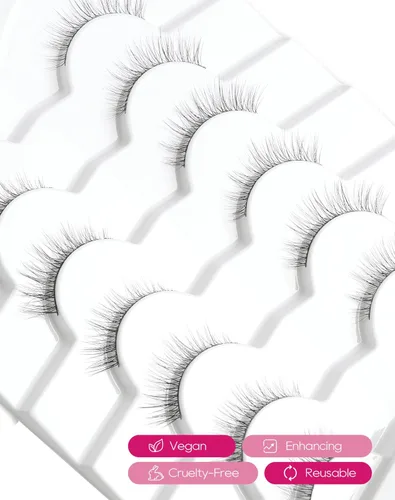 Vista 5 de Pestañas cortas de aspecto natural, pestañas postizas sutiles rizadas en C, pestañas postizas de volumen, pestañas de visón de 10mm, paquete