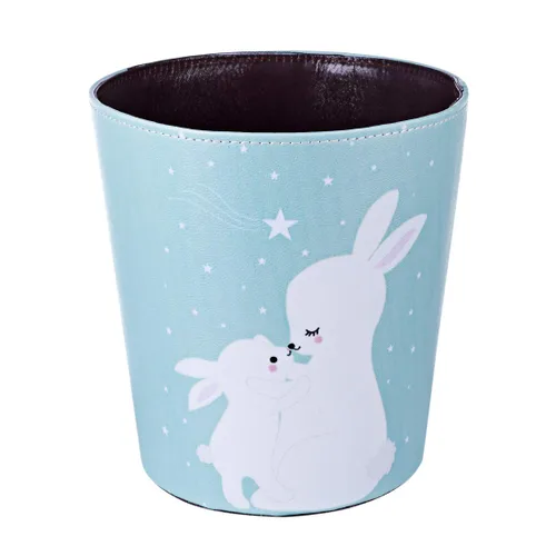 Vista 18 de Cubo de basura de 2.64 galones, cesta de basura decorativa, cesta de papel de piel sintética, bote de basura impermeable para baño, dormitorio, Cat-2