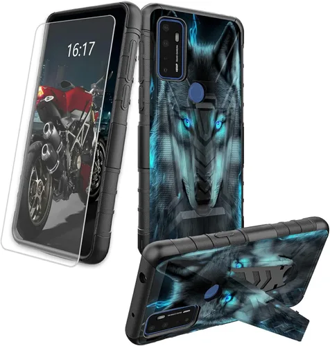 Vista 54 de Funda para AT&T Maestro Max 2021/Cricket Ovation 2 con protector de pantalla de vidrio templado, funda resistente con función atril integrada