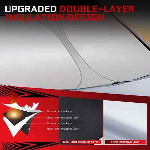 Vista 3 de [Usado] Parasol para parabrisas Che-vrolet/Chevy Silverado 1999-2006 plegable para ventana delantera de automóvil, bloquea los rayos UV y el calor