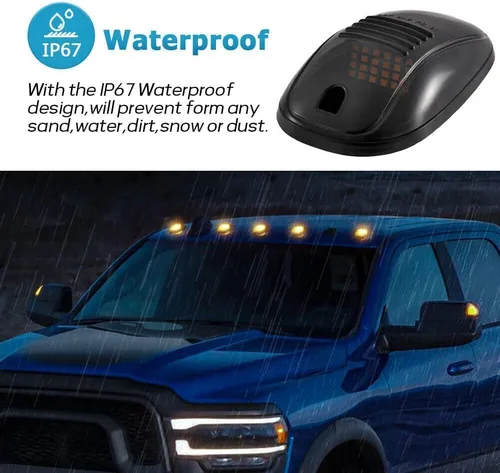Vista 4 de KOMAS 5 X Luz Marcadora de Cabina, Lente de Humo con Carcasa de 24 LED Amber, Luces de Techo de Marcha para la Cabina, Luz de Liquidación Superior