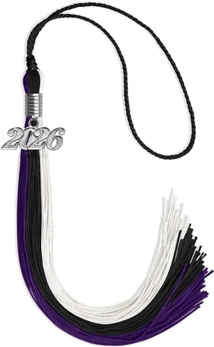 Vista 163 de Endea Graduation Borla de triple color con gota de fecha plateada (negro/dorado/granate, 2020)