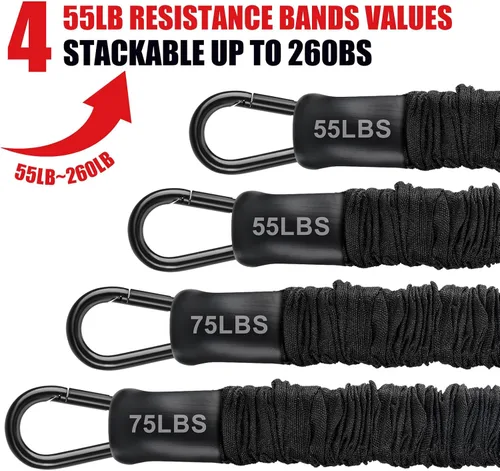Vista 4 de Pull Up Assistance Bands 260lbs, Heavy Pull Up Bands Resistance Bands for Pull Ups Working Out with Feet Rest, Pull Up Bar Bands Assistance Bands