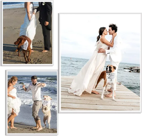Vista 4 de GOUWANGWANG Regalo de compromiso, pañuelo para perro My Humans are Getting Married, bandana de boda para perro, bufanda para mascotas para perros
