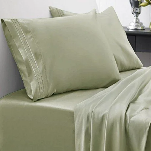 Vista 97 de Juego de sábanas extrasuaves de tamaño individual, ropa de cama transpirable y lujosa con correas elásticas integradas para las esquinas, colección