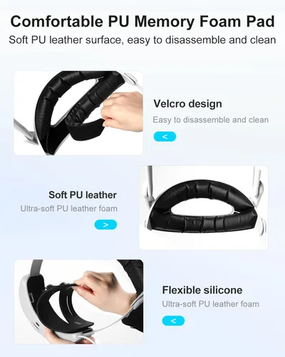 Vista 6 de Transnovo 5-in-1 Head Strap for Oculus Quest 2 6000mAh Battery head strap,5-in-1 VR Accessory Made for Meta Quest 2,include Facial Interface, Face
