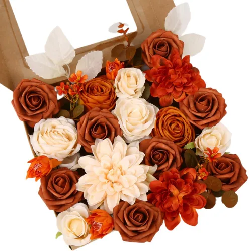 Vista 15 de Flores artificiales, peonías rosas, peonías de seda, flores sintéticas de primavera, ramo de boda, despedida de soltera, pastel, flor, bricolaje