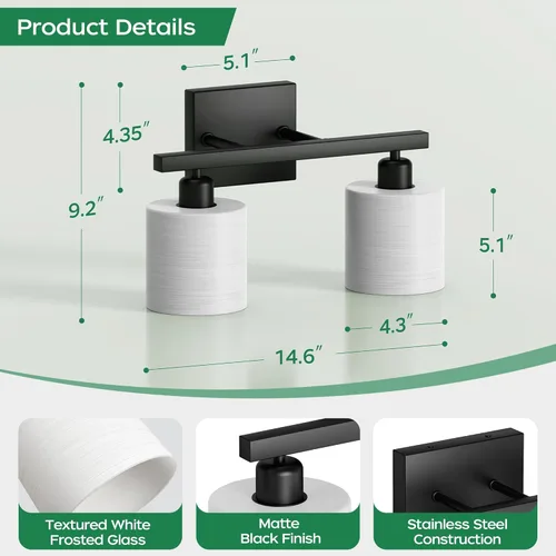 Vista 3 de PARTPHONER Accesorios de iluminación de baño, accesorios de iluminación de baño sobre espejo, luces de tocador clásicas de interior, luz de tocador