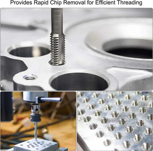 Vista 6 de uxcell Macho de la máquina, 1/4-18 NPS Pipe Tap 4 flautas rectas de acero de alta velocidad roscado roscado herramienta de roscado