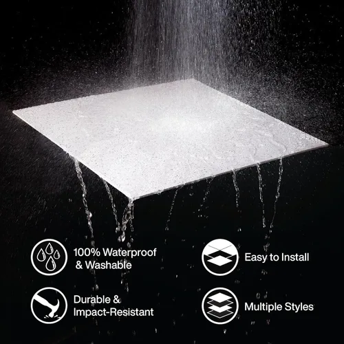 Vista 5 de Genesis Azulejos de techo blancos de 2 x 2 pies - Fácil instalación - Impermeable, lavable y resistente al fuego - PVC de alta calidad para evitar