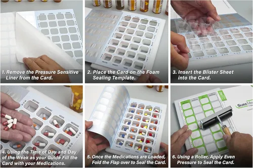 Vista 2 de SureMed - Tarjeta desechable de 7 días, 4 pases (4 dosis por día) con 100 tarjetas y 100 ampollas