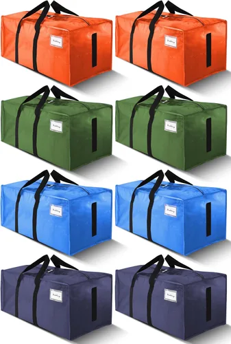 Vista 27 de HOMESURE Paquete de 4 bolsas de mudanza grandes y fuertes con cremalleras y asas de transporte, resistente al agua, bolsa de almacenamiento