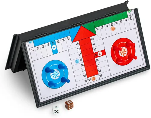 Vista 4 de Ludo - Juego de mesa plegable magnético para viajes, 9.75 pulgadas