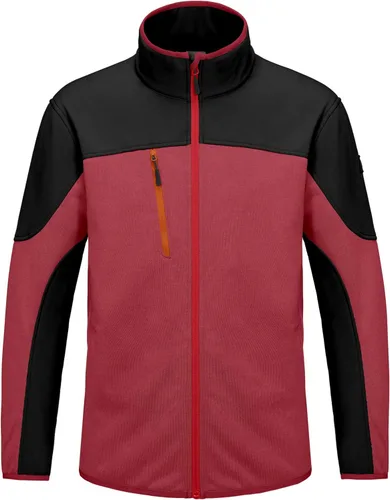 Vista 2 de Mapamyumco Chaqueta Softshell con forro polar para hombre, con cremallera completa, abrigo térmico de invierno, ligero y repelente al agua