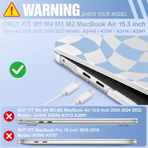 Vista 2 de May Chen Funda compatible con M4 MacBook Air de 15 pulgadas 2025 2024 2023 A3241 A3114 A2941 M3 M2 con pantalla de retina líquida y Touch ID