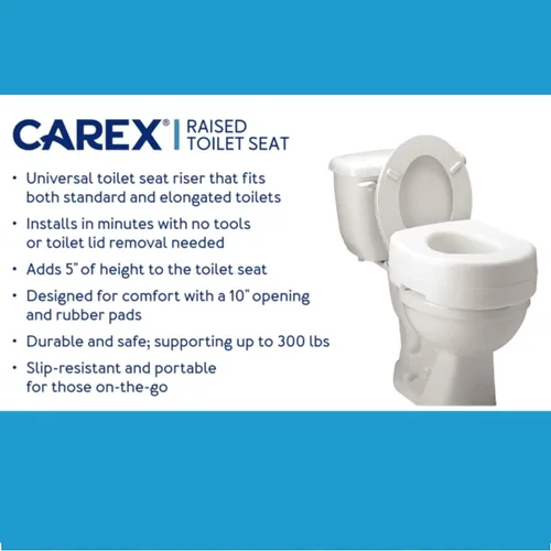 Vista 10 de Carex Elevador de asiento de inodoro, 5.5 pulgadas, elevadores de asiento de inodoro para personas mayores, asiento de inodoro elevado, soporta 300