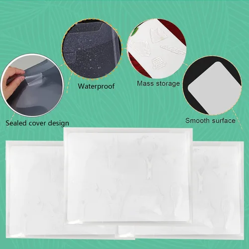 Vista 4 de 40 paneles de almacenamiento de sellos transparentes, bolsa de almacenamiento troquelada resellable, paneles organizadores de sellos de plástico