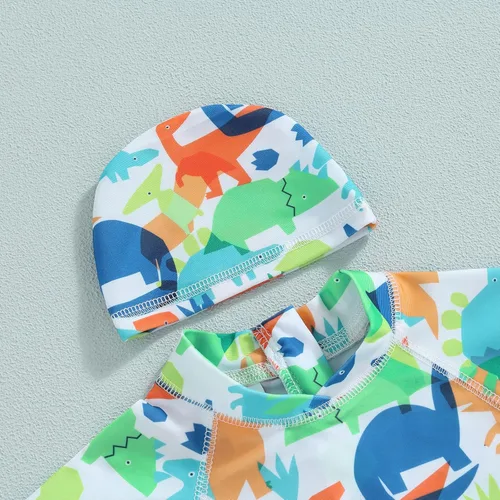 Vista 3 de Traje de baño de una pieza para bebé recién nacido, con cremallera, de manga corta, con cremallera, protección solar