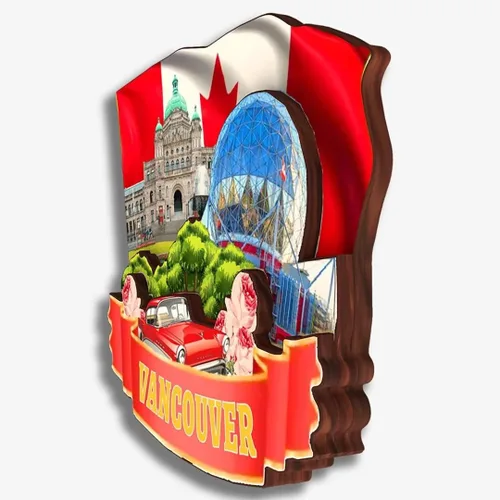 Vista 3 de Imán de nevera de Vancouver Canadá Colección de Madera 3D Madera Hecho a Mano de Viajes Ciudad Recuerdos Refrigerador Imán Decoración del Hogar