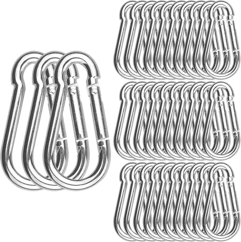 Vista 7 de 100 mosquetones pequeños de 2 pulgadas, ganchos de resorte de 3/16 pulgadas, clips de mosquetón resistentes de 3/16 pulgadas, clips de enlace rápido