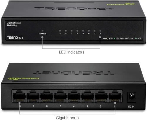 Vista 4 de Carcasa de plástico interruptor Trendnet GREENnet de Unmanaged Gigabit escritorio, Negro, 1