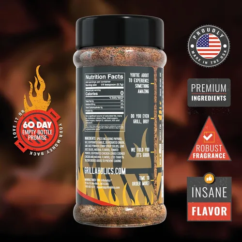 Vista 2 de Grillaholics Steak Rub - Condimento de churrasco brasileño estilo churrasco para barbacoa, parrilla y ahumar - Mezcla audaz para picanha, ribeye