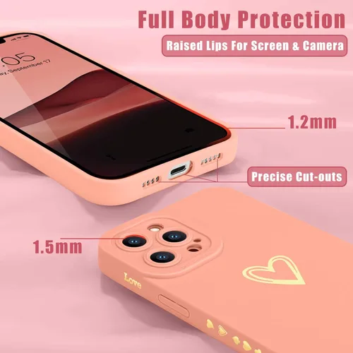 Vista 49 de Teageo Funda compatible con iPhone 12 de 6.1 pulgadas para mujeres y niñas, bonito corazón de amor de lujo