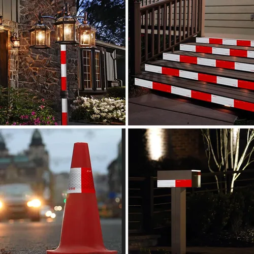 Vista 8 de LEORAY Cinta reflectante DOT-C2, cintas reflectantes DOT de 2 pulgadas x 30 pies, impermeable, cinta reflectante adhesiva roja y blanca