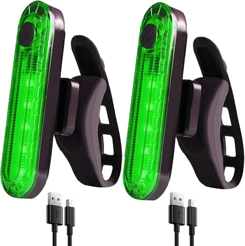 Vista 10 de Paquete de 2 luces LED recargables por USB para bicicleta, luz trasera de bicicleta, reflector, luz de seguridad, impermeable, brillante, luz