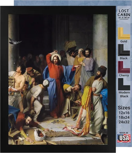 Carl Bloch | Impresión en marco plano negro | Reproducción de pinturas de obras de arte finas | Regalo de póster enmarcado para decoración de pared