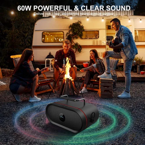 Vista 4 de RHM K666 - Máquina de karaoke con graves ricos y profundos, sonido potente, 2 micrófonos inalámbricos, batería recargable, 8 horas de reproducción