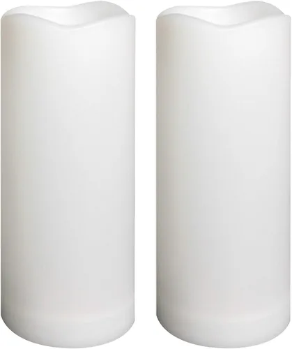 Vista 16 de Velas de pilar sin llama para interiores y exteriores, paquete de 4 velas LED eléctricas de resina plástica que funcionan con pilas, con función