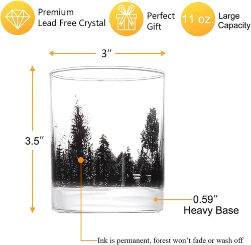 Vista 7 de TOOWELL Vaso de bourbon antiguo – Decoraciones de cumpleaños 40 para hombres y mujeres, vidrio de rocas hecho a mano para cóctel de tequila