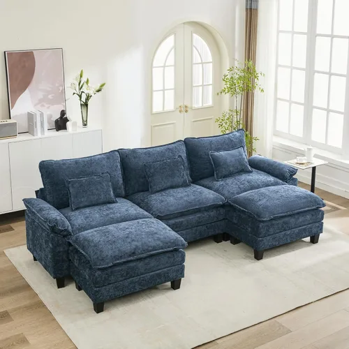 Vista 21 de URRED Oversized Modular Sectional Sofa, 87" L Shaped Modern Comfy Cloud Couch with Movable Ottoman & Pillows, Deep Seat Couches for Living Room