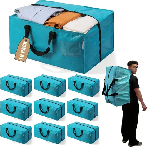 Vista 21 de WORKPRO 1 paquete de bolsas de mudanza extra grandes con cremalleras y asas de transporte, correas de mochila, bolsa de almacenamiento resistente