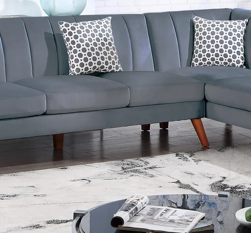 Vista 5 de Plush Cushion 2-Piece Sectional Sofa Set Left Facing Sofa Right Facing Chaise in Dark Gray Velvet for Contemporary Living Room Comfort