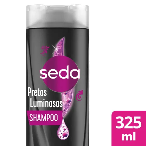 Vista 2 de Linha Pretos Luminosos - Champú 325 Ml - (Seda - Colección Black Shine - Champú 11 Fl Oz)