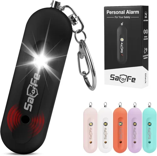 Vista 12 de Alarma de seguridad personal recargable para mujeres - Llavero de alarma de seguridad de autodefensa de 140 dB con luz estroboscópica, dispositivos