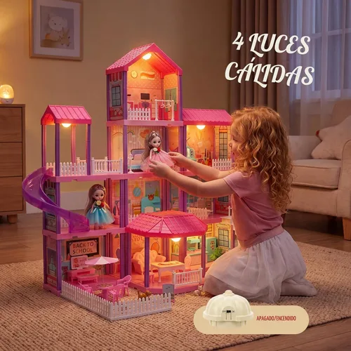 Vista 2 de Flooyes Casa de muñecas para niñas-4 historias 11 habitaciones casa