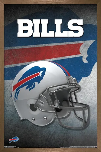Vista 16 de Trends International NFL Buffalo Bills - Póster de pared con casco 16, 14.725 x 22.375 pulgadas, versión enmarcada de madera de granero