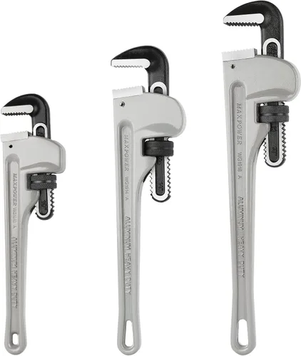 Vista 9 de MAXPOWER Juego de llaves de tubo de 10 "14" 18", con 1" 2" 2.5 "capacidad de mandíbula llaves de plomero, llave de plomería recta